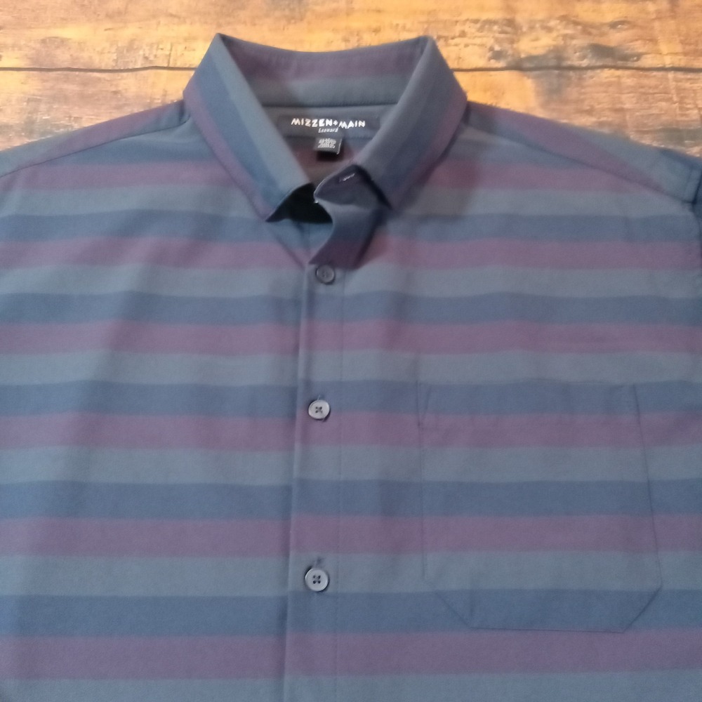 Mizzen+Main Men's Blue & Purple Striped Button-Up Shirt